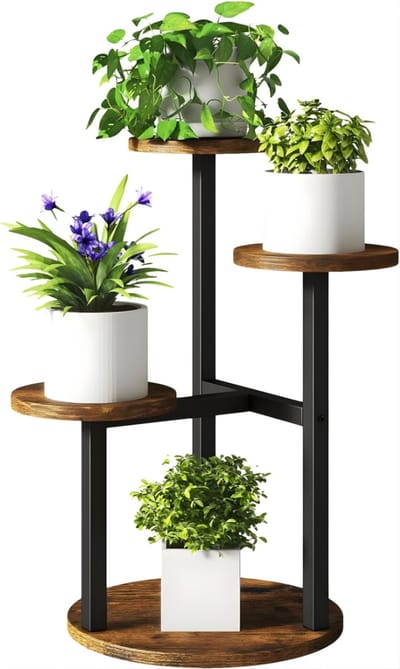 AHD® Plantenrek - Plantentafel - Plantenstandaard Binnen - Plantenrek Binnen - Bruin - 30cm x 30cm x 53cm