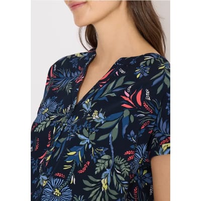 Blouse met gespleten hals en print