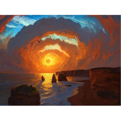 Diy Handwerk Diamant Schilderen Kruissteek Zonsondergang Zee Steentjes Borduren Europese Home Decor 20X30CM orange