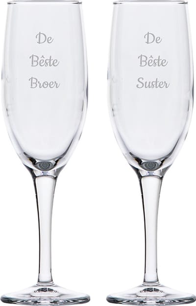Gegraveerde Champagneglas 16,5cl De Bêste Broer- De Bêste Suster
