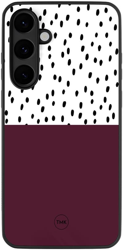 Hoesje geschikt voor Samsung Galaxy S25 FE - Burgundy dots - Paars - TPU case - Geometrisch patroon, Gestipt - Hardcase zwart telefoonhoesje