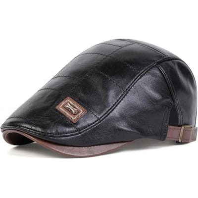 Heren Retro PU Leer Newsboy Petten Jamont Labeling Britse Schilders Hoeden Lente Herfst Zijdelings Verstelbaar Platte Pet Hip Hop Baret gray