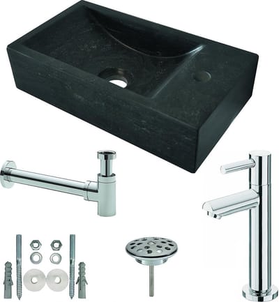 Wiesbaden One pack Raw fontein rechts 40x22x10 cm hardsteen gezoet