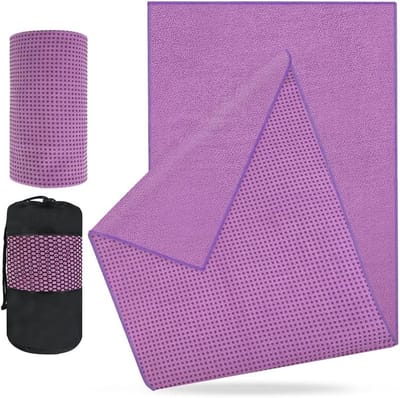 Yoga Handdoek 183x63 cm in Paars - Antislip, Sneldrogend en Ideaal voor Yoga en Fitness