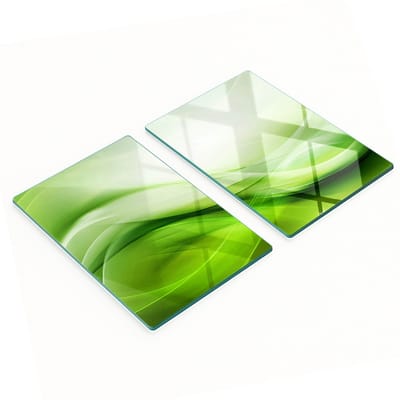 Decoratieve glazen snijplanken voor in de keuken, groene golven, 2x40x52 cm