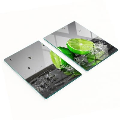Keukenplanken van gehard glas met kalk- en watermotief, 2x40x52 cm