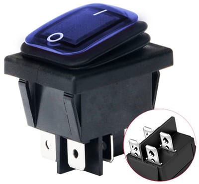 Orbit Electronic Wipschakelaar ON-OFF - 4-pins - 30x22mm - 16A 250V - Spat Waterdicht - KCD4-201-16 - Blauw