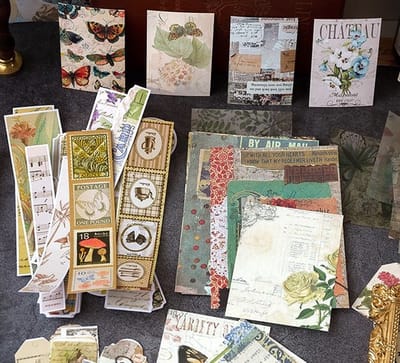 Vintage Sticker- en Papierset - The Silhouette of Time - 104 stuks - Hobbbypapier - Bulletjournal - Scrapbooking - Kaarten maken - Stickers