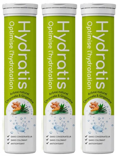 Hydratis Set van 3 x 20 Bruistabletten (Aroma : Citroen Gember)