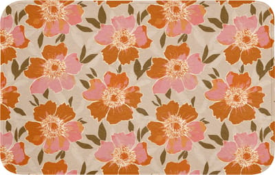 Badmat 80x50 cm - Antislip - Bloemen - Motief - Retro - Badmatten voor badkamer - Badkamermat - Douchemat - Badkamer mat