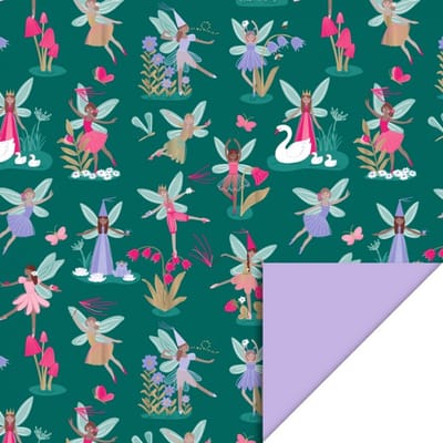 2 kleine Rollen inpakpapier 30 CM - Fairy Tale Jade - paars - Kinderen - Verjaardag - Elfjes - Sprookje - cadeau papier