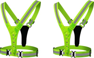 Reflecterend vest - Led vest - Led verlichting - Duo pack - Reflectievest - verstelbaar - Reflecterend hardloopvest - Wandelen -Veiligheidsvest - Batterijen meegeleverd