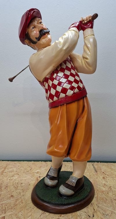 Vintage Golfer beeld - 60cm hoog - golf - polyresin - polystone - Decoratie - Woonaccessoires - Beeld