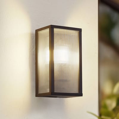 Lindby - Wandlamp buiten - 1licht - Aluminium, polycarbonaat - H: 26 cm - E27 - antraciet, transparant