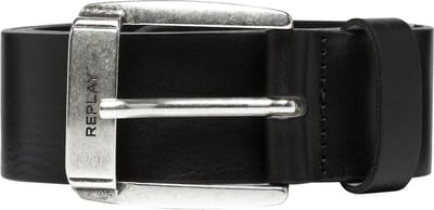REPLAY Leren Riem Classic Belt W110 Black Zwart