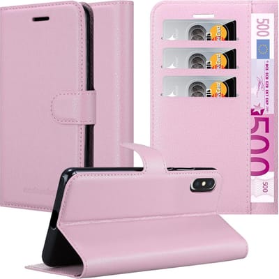 Cadorabo Hoesje geschikt voor Apple iPhone X / XS in LOTUS ROZE - Beschermhoes met magnetische sluiting, standfunctie en kaartvakje Book Case Cover Etui