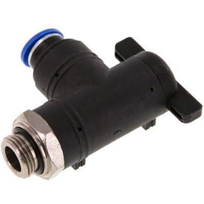 10 mm - G3/8'' Kunststof/Messing L-stuk 2-Weg Kogelkraan