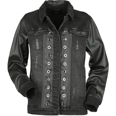 Black Premium by EMP Spijkerjas - Jeans Jacket With Faux Leather Details - XS tot XL - voor Vrouwen - zwart