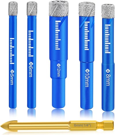 Diamantboorset 5-delig voor Tegels, Glas en Keramiek (5 t/m 12 mm)