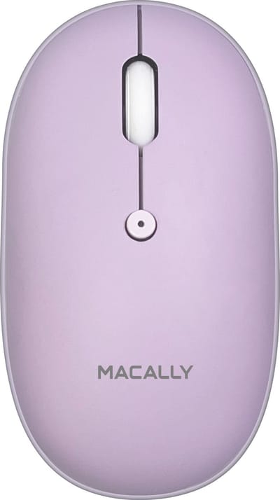 Macally BTTOPBAT-PU Optische draadloze bluetooth-muis voor Mac en PC - Met ingebouwde heroplaadbare batterij – Paars