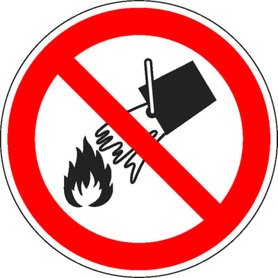 Niet blussen met water sticker - ISO 7010 - P011 50 mm - 10 stuks per kaart