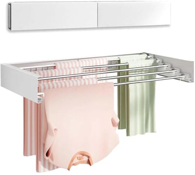 DIMICO - Wasrek - Wanddroogrek Inklapbaar 81cm - Kledingdroogrek - 6 Stangen - Droogrek Badkamer Wasruimte Ruimtebesparend