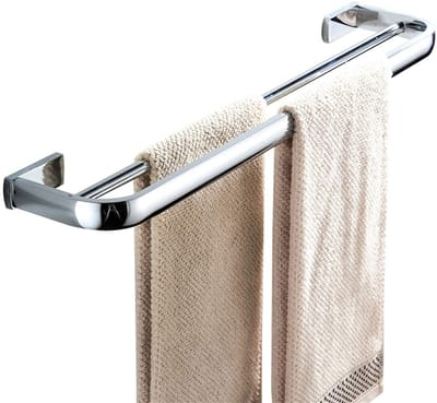 ONF3 - Handdoekrek - Dubbele Laag - Stijlvol Design - Polished Chrome - Badkameraccessoire - Duurzaam - Geschikt voor elke badkamer