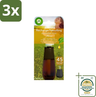 3 x Air Wick Essential Mist - Navulling - Happiness - Ananas & Wilde Munt - 20ml - Grootverpakking - Navulling - Geurverspreider - Aromatherapie - Ananas - Wilde Munt
