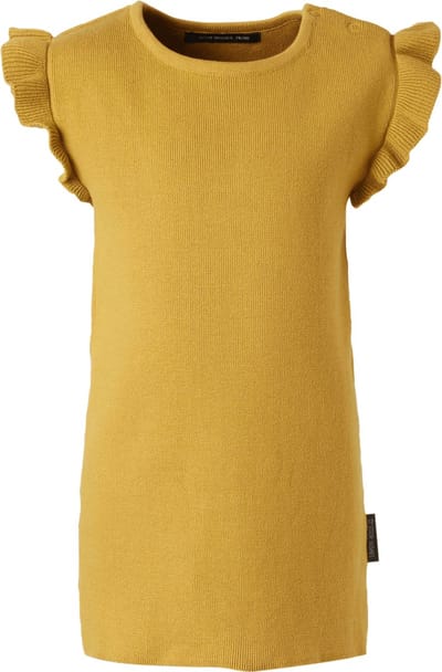 Your Wishes Knit Ruffe Dress Ochre - Jurk - Knit - Geel - Baby - Meisjes - Maat: 62/68