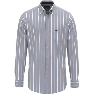 Fynch-Hatton Overhemd Washed Oxford Multi Stripe Harbor Blue / male
