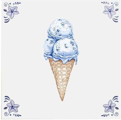 Delfts blauw tegeltje ijsje - delfts blauw wandbord - delftsblauw - hollandse cadeautjes - wanddecoratie - decoratieve accessoires