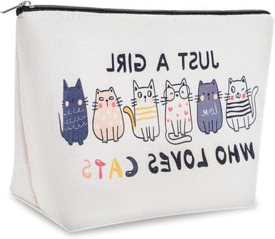 Cosmetica-tas voor kattenliefhebber - Kattenmake-up tas - Leuk cadeau - Kattenprint - Cosmetica-opbergtas - Ritssluiting - Voor tieners en vriendinnen - Canvas - Kattenmotief - Roze.
