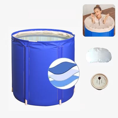 Mobiele zitbad - energiebesparend en toch lekker in bad - Voor Volwassenen en Kinderen - 70x70x65 cm - Blauw