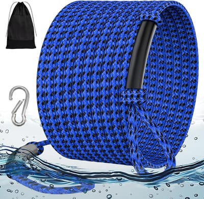 Watersport Touw - Sleeptouw Drijfriem - Varen en Waterskiën - Drijvend Anti-knoop - 18 Meter - Blauw Zwart