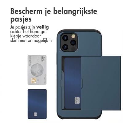 imoshion Hoesje met Pasjeshouder - Geschikt voor Apple iPhone 12 Pro / 12 - Donkerblauw