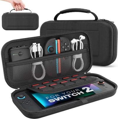 Draagtas voor Nintendo Switch 2 2025 - Beschermende Hard Shell - Draagbare Reisoplossing - Pouch voor 10 Cartridges en Accessoires - Zwart