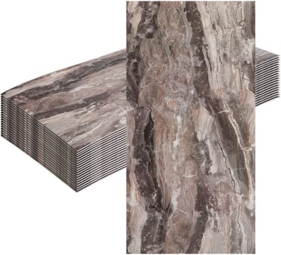 40 Stuks Zelfklevende Keukensplashboard Tegels 30x60 cm - Ook voor Badkamer & Woondecoratie | Echte Tegel Look zonder Breekwerk,Bruin iriserend