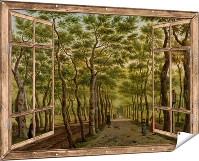 Gards Tuinposter Doorkijk Het Herepad in het Haagse Bos - Paulus Constantijn la Fargue - 180x120 cm - Tuindoek - Tuindecoratie - Wanddecoratie buiten - Tuinschilderij