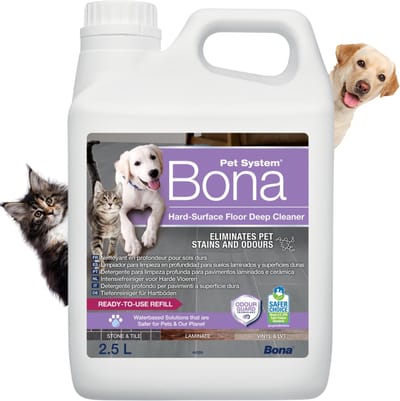 Bona Huisdier Intensiefreiniger voor Harde Vloeren 2,5L Navulling - Huisdier Vlekkenreiniger en Geurverwijderaar - Urinegeur Verwijderaar - Stain Remover - Geschikt voor Honden en Katten