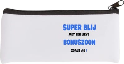 Akyol - super blij met een lieve bonuszoon zoals jij Etui - Zoon - de liefste bonuszoon - verjaardag - cadeautje voor zoon - zoon artikelen - kado - geschenk - 20 bij 9 cm