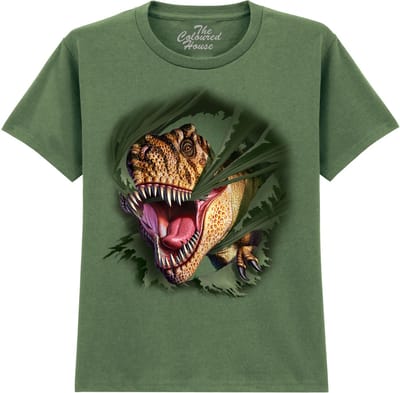 KIDS T-Rex Tearing Green The Coloured House KIDS T-shirt XL
