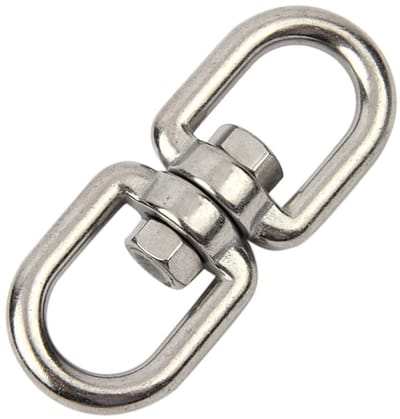 Dailygoods- Draaibare Haak Roestvrij Staal 304 - Dubbel Uiteinde - Oogje - Ring voor Hangstoelen - Corrosiebestendig - Vrij Draaibaar