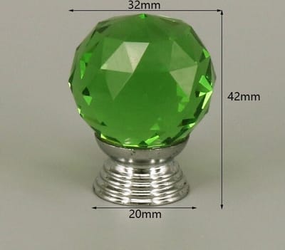 3 Stuks Meubelknop Kristal - Groen & Zilver - 4.2*3.2 cm - Meubel Handgreep - Knop voor Kledingkast, Deur, Lade, Keukenkast – Set van 3 meubelknoppen – Kristal groen & zilver – 4.2*3.2 cm – Voor kledingkast, deur, lade en keukenkast