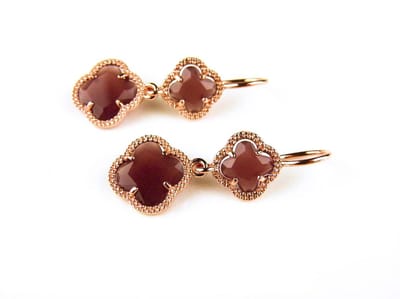 model Double Fiori klein oorringen in zilver roze verguld bordeaux