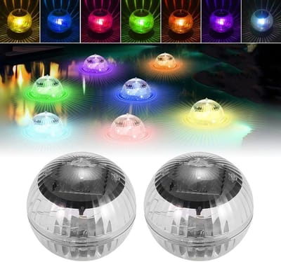 Zwevende Solar Lichten voor Zwembaden - Set van 2, 7 Kleuren, Ideaal voor Tuin, Spa en Vijverdecoratie