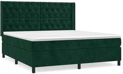 vidaXL - Boxspring - met - matras - fluweel - donkergroen - 160x200 - cm