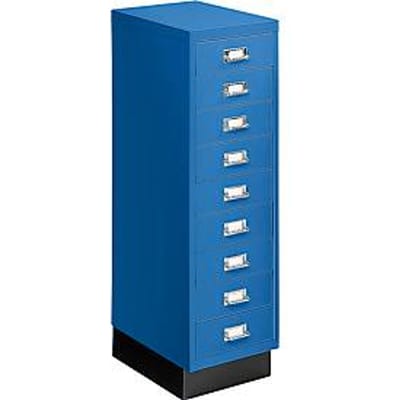Ladekast A4, met 9 schuifladen, 940 mm hoog, gentiaanblauw