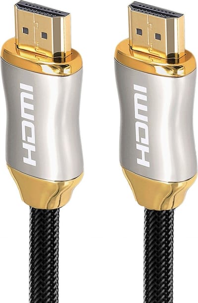 By Qubix - HDMI kabel 2 meter - 8K en 4K HDMI kabel 2.1 - 144hz - goud - Nylon series - hdmi-hdmi