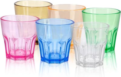 Set van 6 stapelbare drinkglazen 160 ml Kunststof Herbruikbaar voor Picknick en Feest