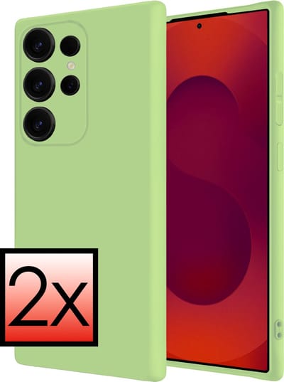 Hoesje - 2 Stuks - Geschikt voor Samsung Galaxy S25 Ultra - Sterk & Shockproof - Case Siliconen - Back Cover - Telefoon Hoes - Groen